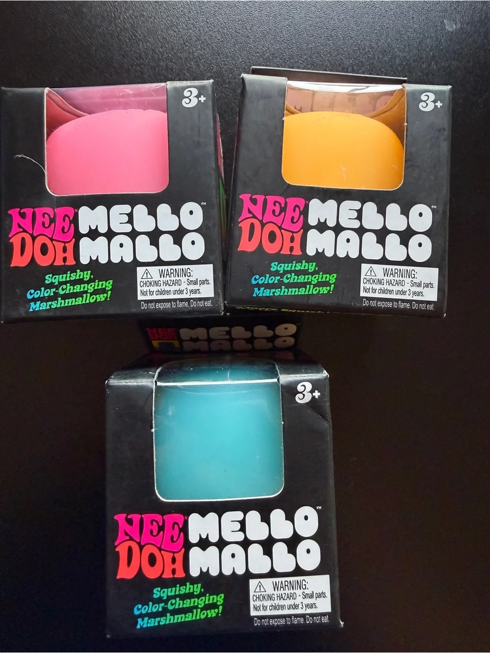 Lot of 3 Nee Doh Needoh Mello Mallo Color Change Squishy Sensory Toy Schylling
